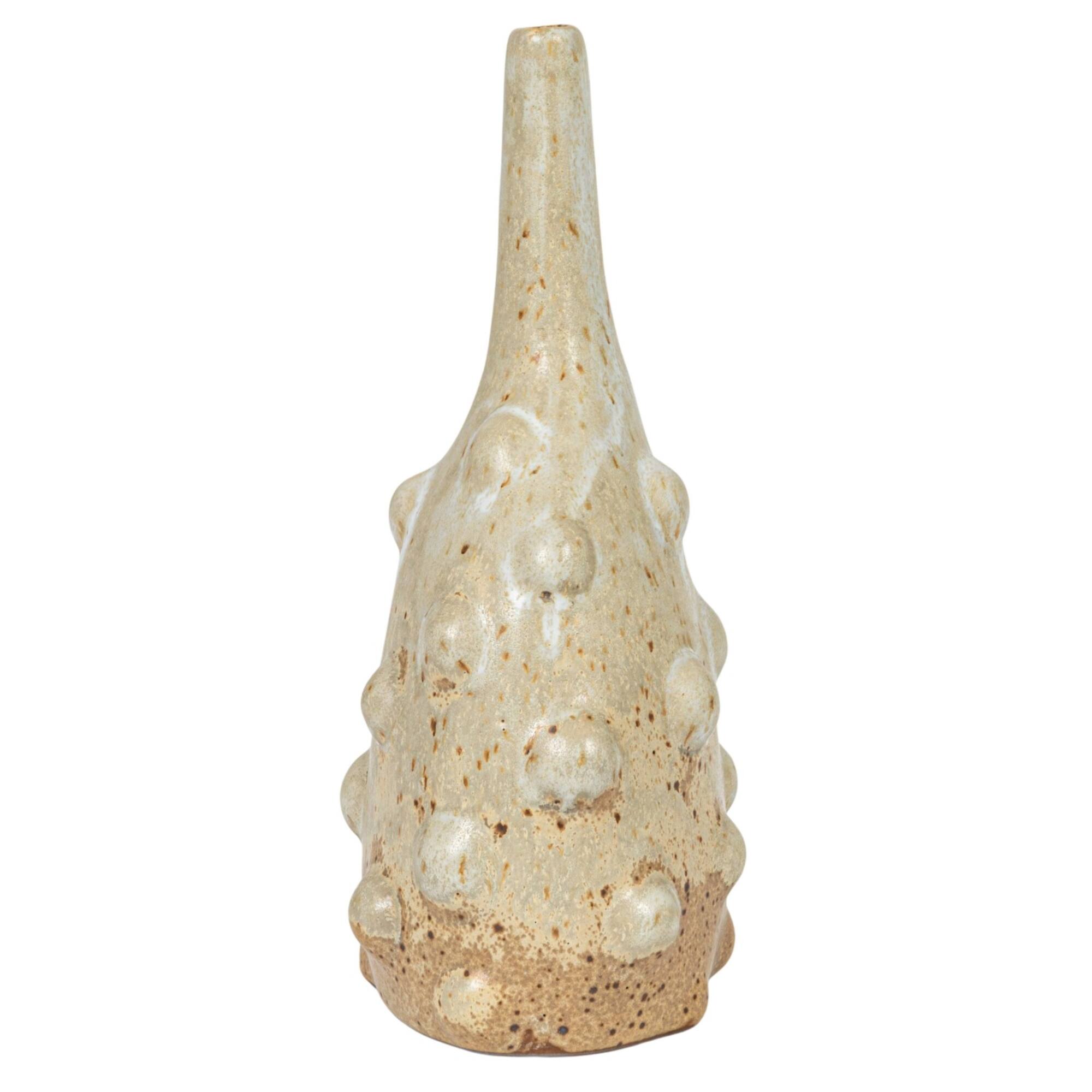Hello Honey® 8" White Stoneware Vase with Raised Dots & Reactive Glaze